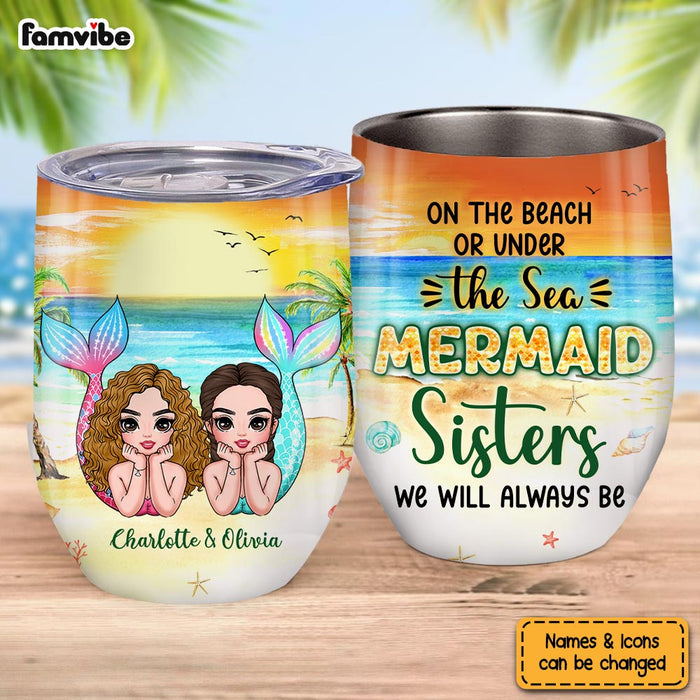 Personalized Mermaid Sister Friend Wine Tumbler 25514 1
