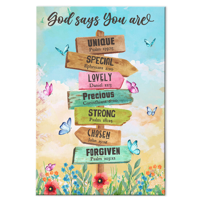 God Says You Are Location Sign Canvas 25526 1