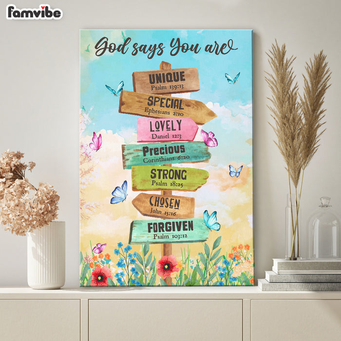 God Says You Are Location Sign Canvas 25526 1