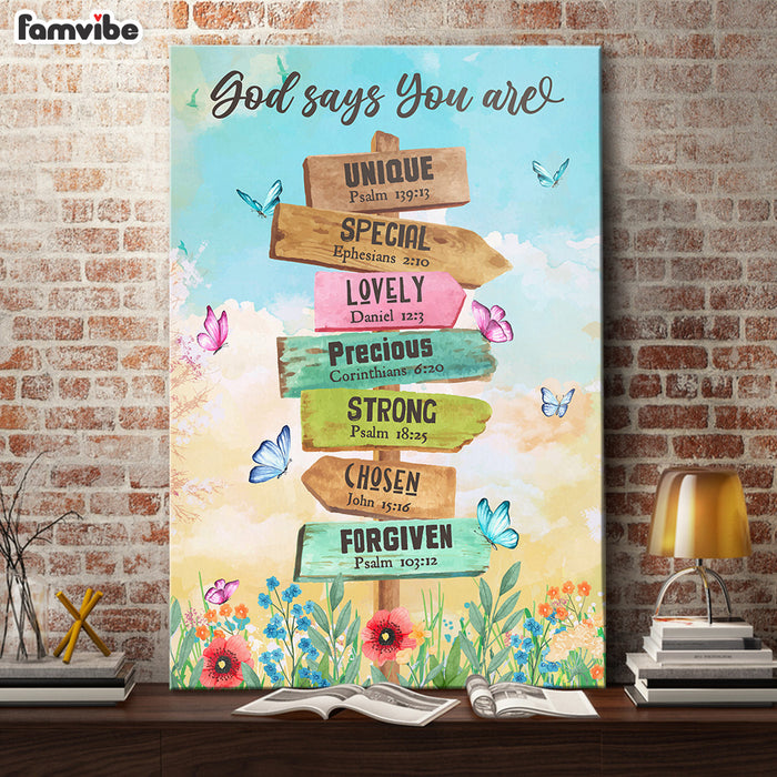God Says You Are Location Sign Canvas 25526 1