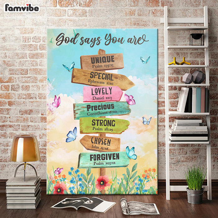 God Says You Are Location Sign Canvas 25526 1