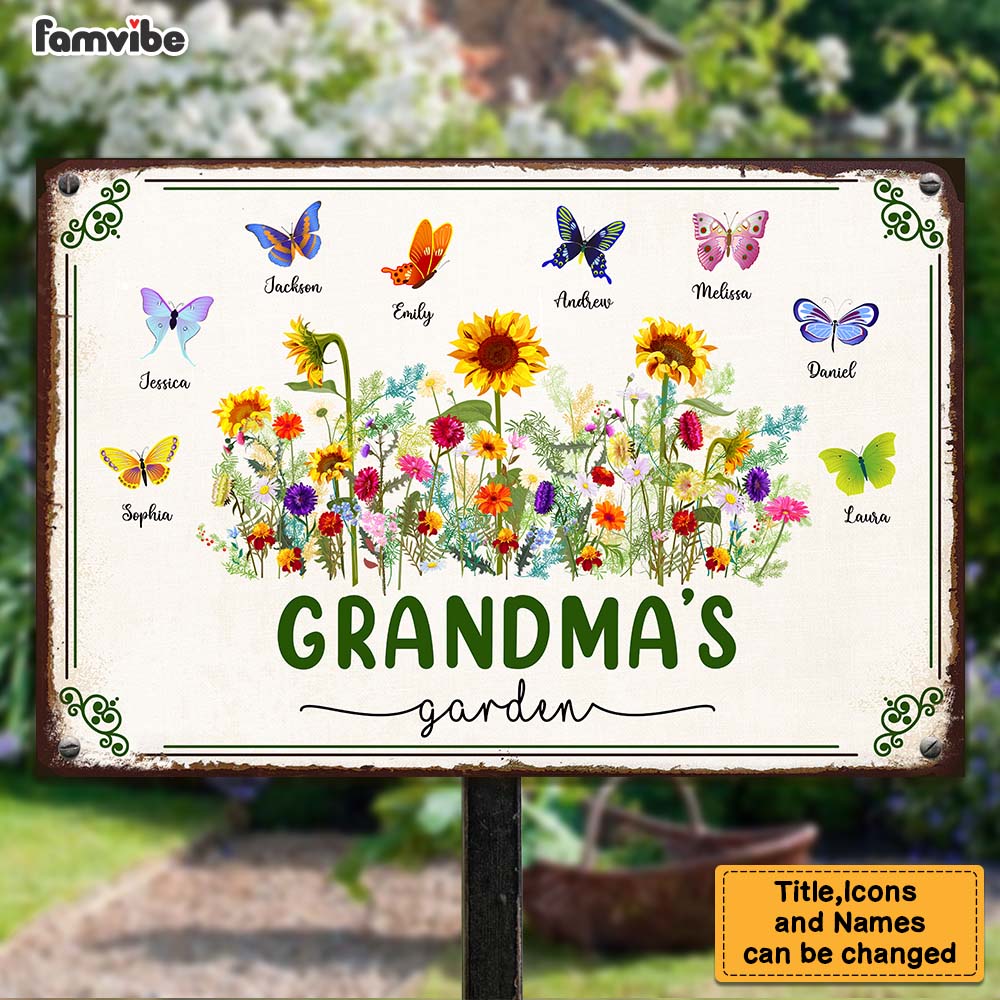 Personalized Grandma's Garden Metal Sign 25529 Primary Mockup