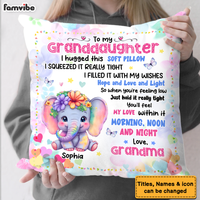 Personalized Gift For Granddaughter Cute Elephant Pillow 25538 thumb 1