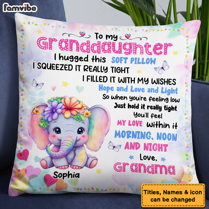 Personalized Gift For Granddaughter Cute Elephant Pillow 25538 1