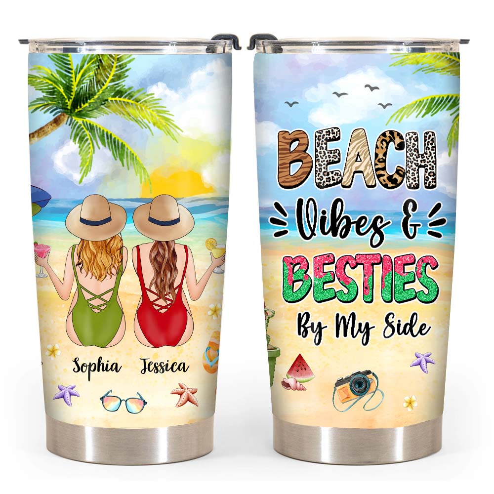 Personalized Gift For Friends Beach Vibes Steel Tumbler 25549 Primary Mockup