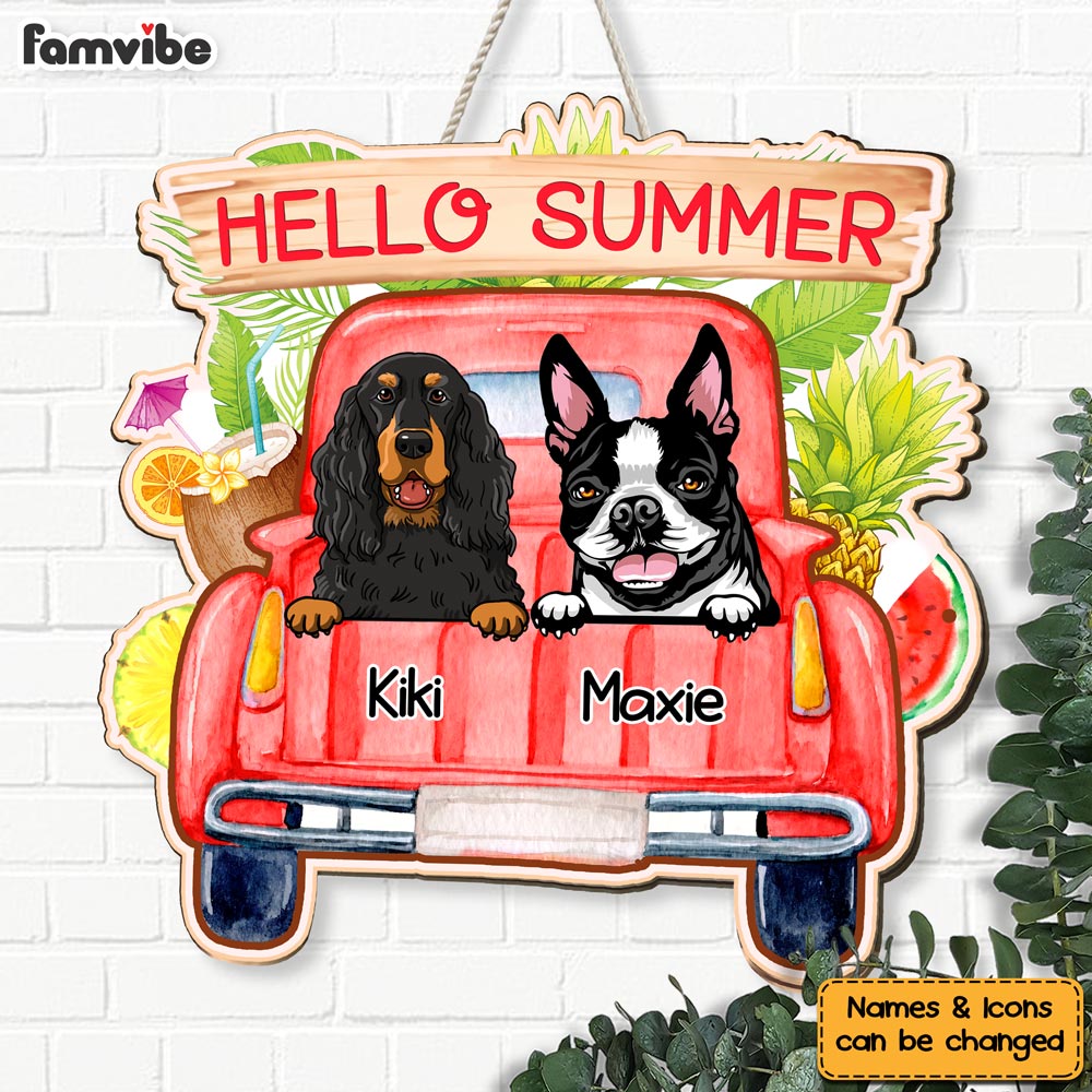 Personalized Hello Summer Dog Wood Sign 25584 Primary Mockup