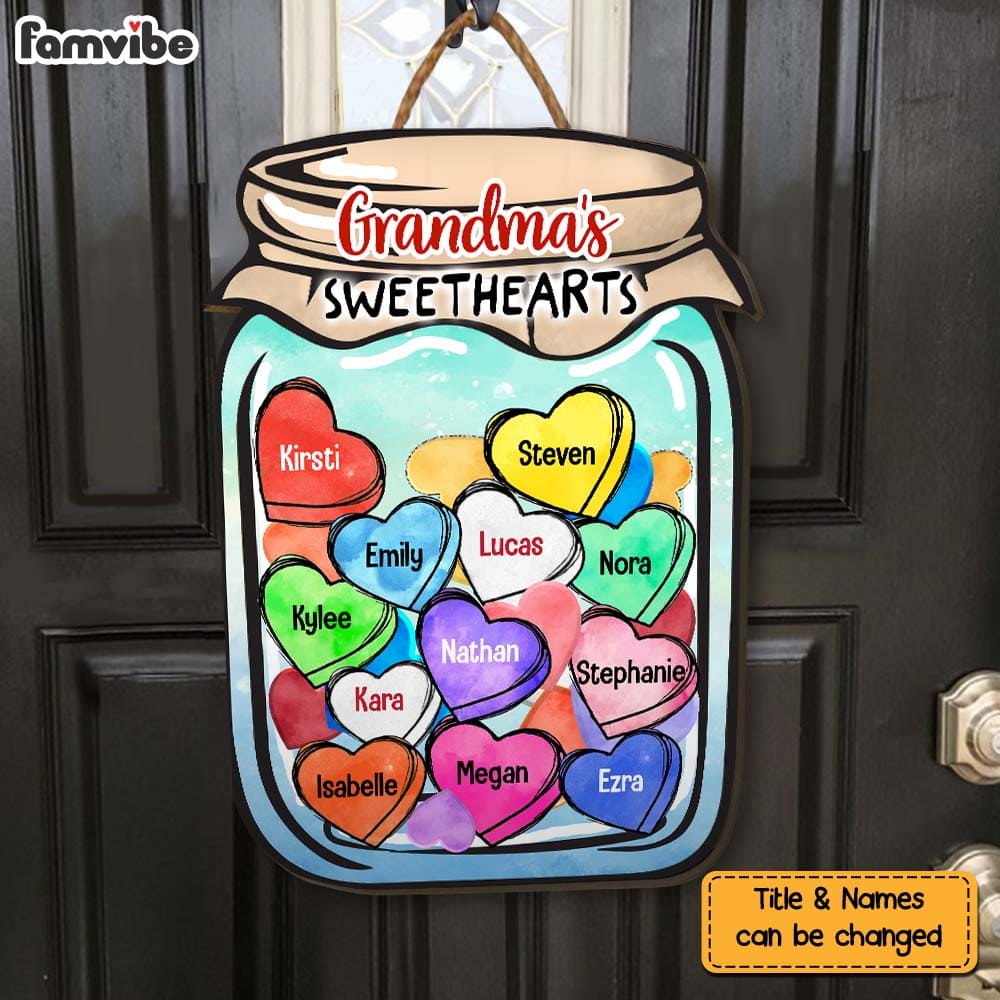 Personalized Grandma Jar Of Heart Wood Sign 25588 Primary Mockup