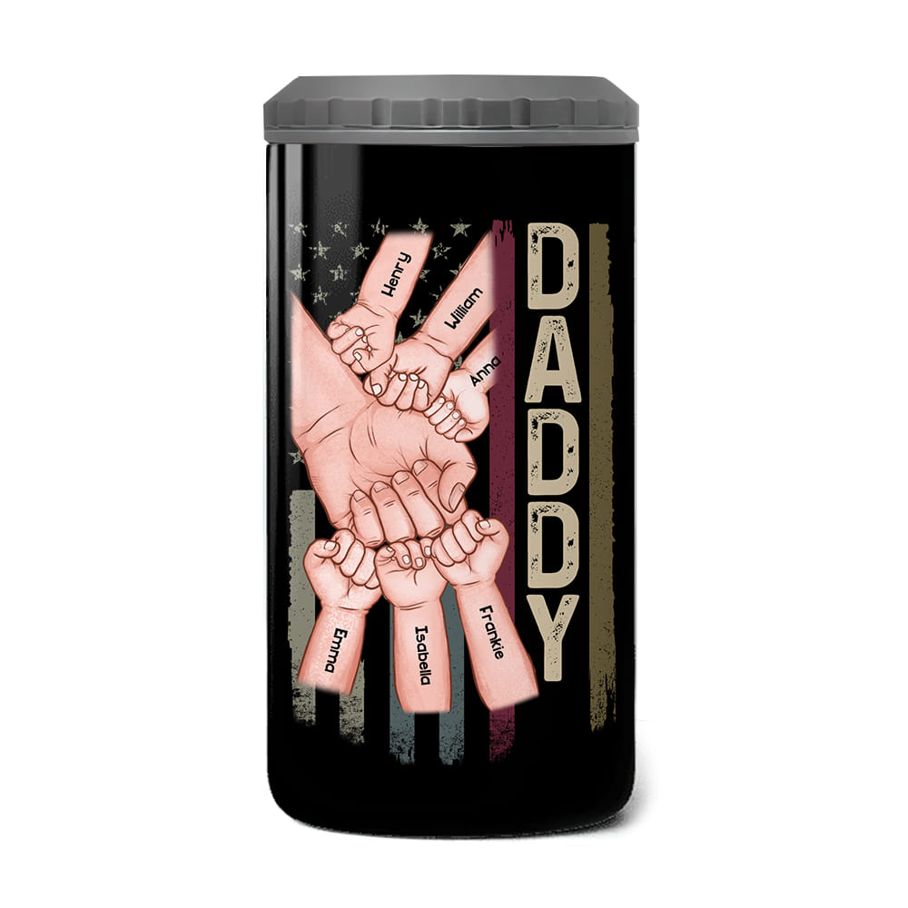 Personalized Daddy And Kids Hand 4 in 1 Can Cooler 25591 Primary Mockup