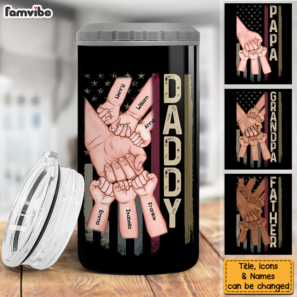 Personalized Daddy And Kids Hand 4 in 1 Can Cooler 25591 Primary Mockup