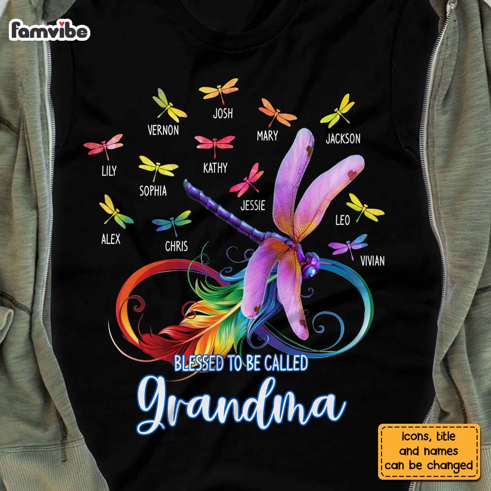 Personalized Dragonfly Blessed To Be Called Grandma Shirt Hoodie Sweatshirt 25611 Primary Mockup