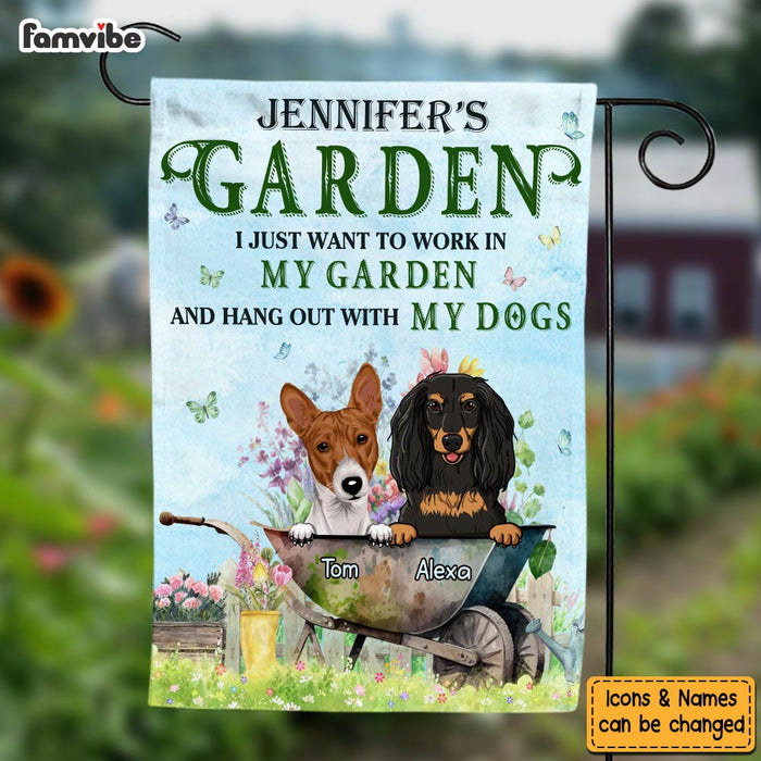 Personalized Work In Garden And Hangout With Dogs Flag 25612 1