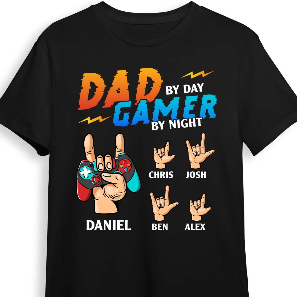 Personalized Dad By Day Gamer By Night Shirt Hoodie Sweatshirt 25624 Primary Mockup