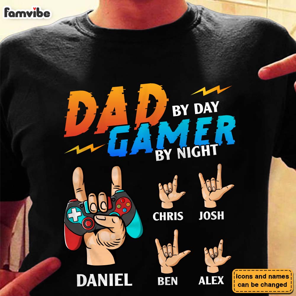 Personalized Dad By Day Gamer By Night Shirt Hoodie Sweatshirt 25624 Primary Mockup