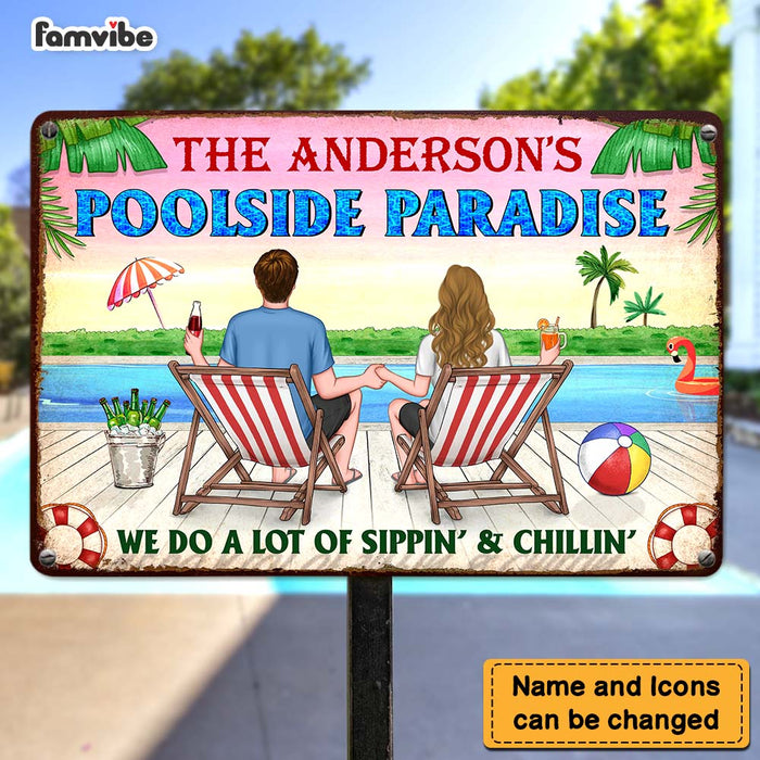 Personalized Poolside Paradise Metal Sign 25650 1