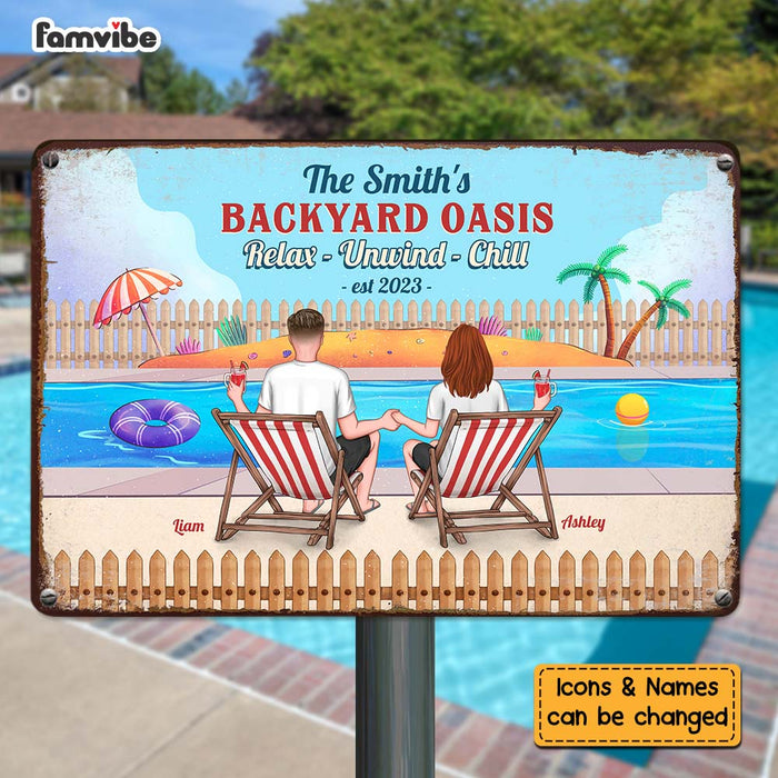 Personalized Backyard Oasis Metal Sign 25654 1