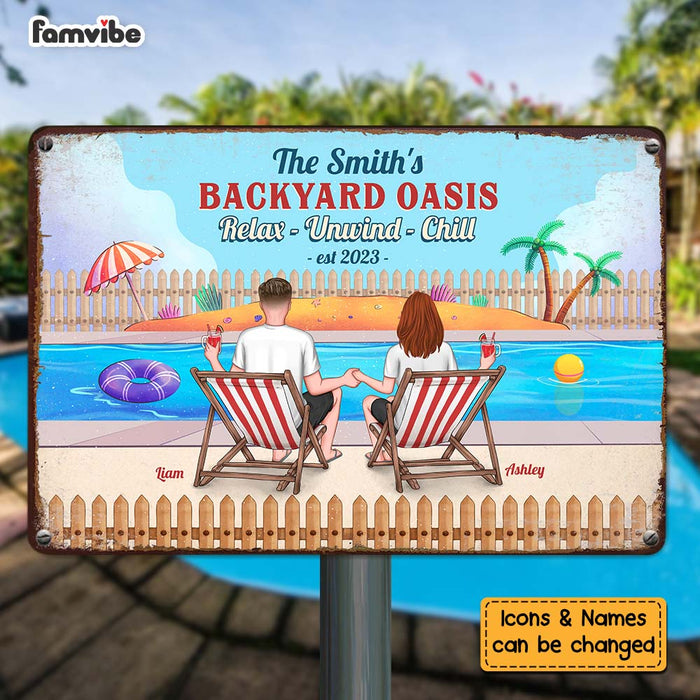 Personalized Backyard Oasis Metal Sign 25654 1
