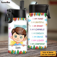 Personalized Back To School I Am Kind Kids Water Bottle With Straw Lid 25676 thumb 1