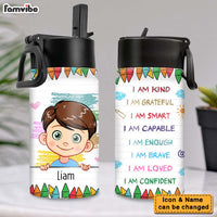 Personalized Back To School I Am Kind Kids Water Bottle With Straw Lid 25676 thumb 1