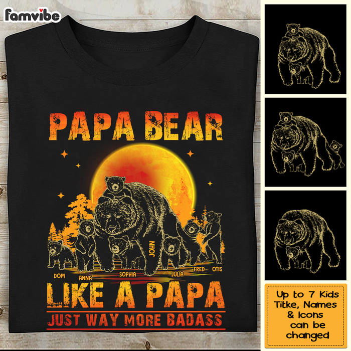 Papa Bear Shirt With Kids Names Personalized Papa Gift Papa Shirt