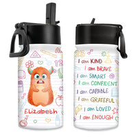 Personalized Little Monster Gift For Grandson Granddaughter Kids Water Bottle With Straw Lid 25681 thumb 1