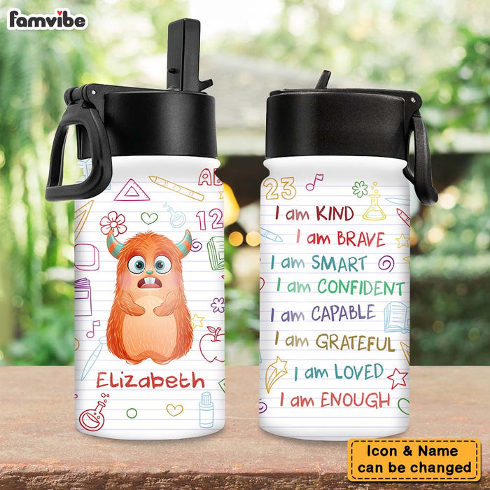 Personalized Gift For Grandson Kid Water Bottle With 'I Am Kind