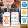 Personalized Little Monster Gift For Grandson Granddaughter Kids Water Bottle With Straw Lid 25681 1