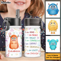 Personalized Little Monster Gift For Grandson Granddaughter Kids Water Bottle With Straw Lid 25681 thumb 1