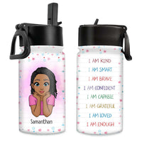 Personalized Gift For Granddaughter I Am Kind Kids Water Bottle With Straw Lid 25683 thumb 1