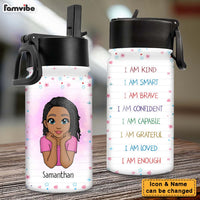 Personalized Gift For Granddaughter I Am Kind Kids Water Bottle With Straw Lid 25683 thumb 1