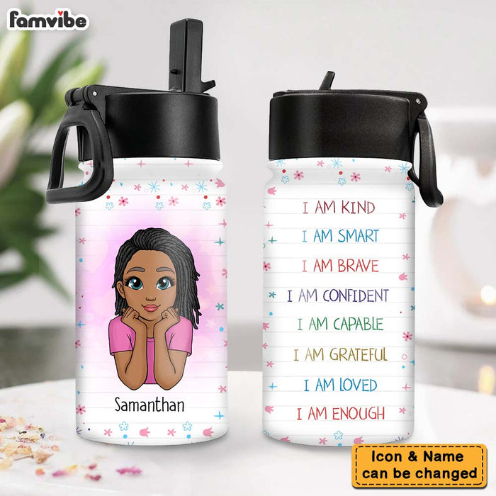 Personalized Gift For Granddaughter I Am Kind Kids Water Bottle With Straw Lid 25683 1
