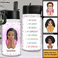 Personalized Gift For Granddaughter I Am Kind Kids Water Bottle With Straw Lid 25683 thumb 1