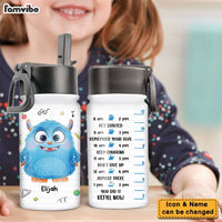 Personalized Little Monster Cheers To Drink Gift For Grandson Granddaughter Kids Water Bottle With Straw Lid 25684 thumb 1