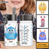 Personalized Little Monster Cheers To Drink Gift For Grandson Granddaughter Kids Water Bottle With Straw Lid 25684 1