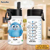 Personalized Little Monster Cheers To Drink Gift For Grandson Granddaughter Kids Water Bottle With Straw Lid 25684 thumb 1