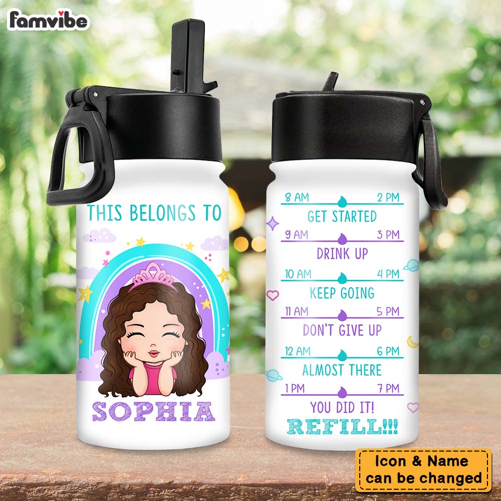 Personalized Gift For Daughter Granddaughter Kids Water Bottle With Straw Lid 25687 Primary Mockup