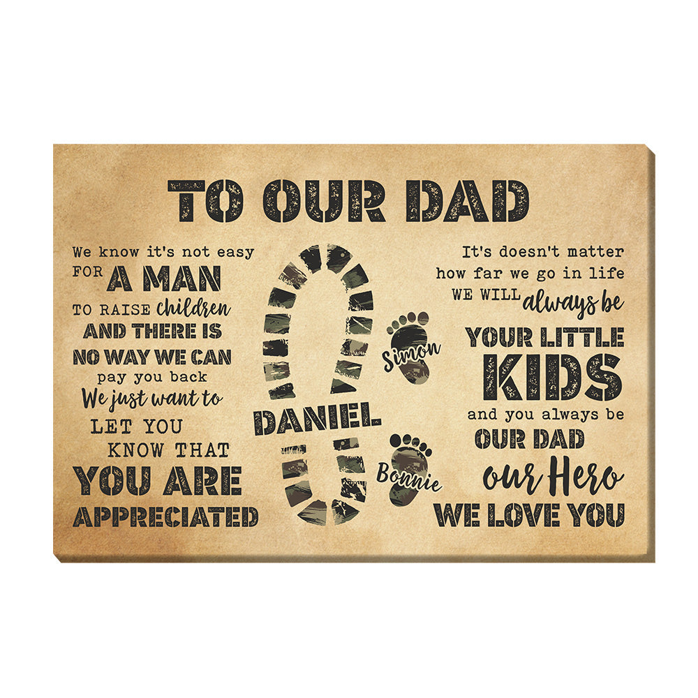 Personalized Gift To My Dad Camo Footprints Canvas 25690 Mockup 3