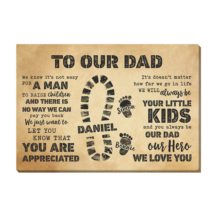 Personalized Gift To My Dad Camo Footprints Canvas 25690 1