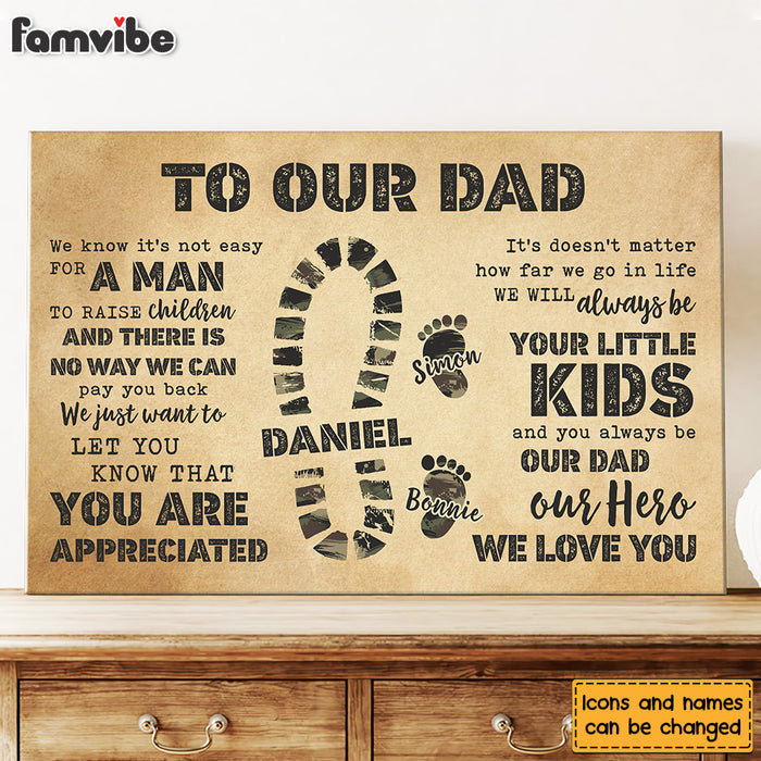 Personalized Gift To My Dad Camo Footprints Canvas 25690 1