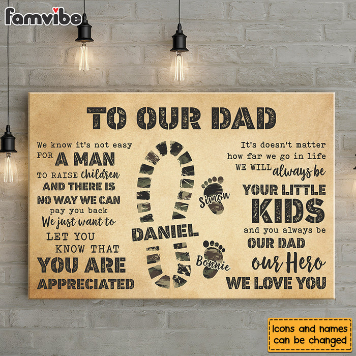 Personalized Gift To My Dad Camo Footprints Canvas 25690 1
