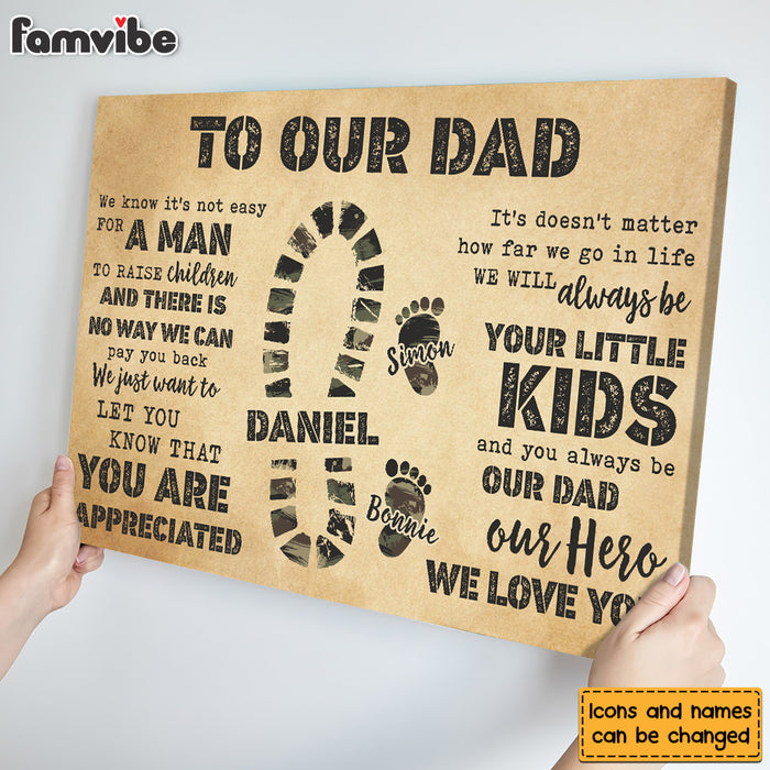 Personalized Gift To My Dad Camo Footprints Canvas 25690 1