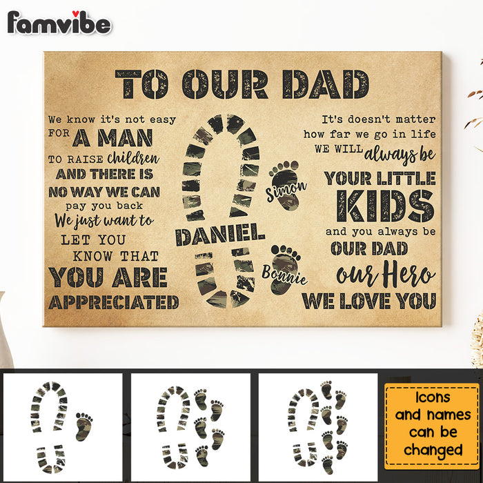 Personalized Gift To My Dad Camo Footprints Canvas 25690 1