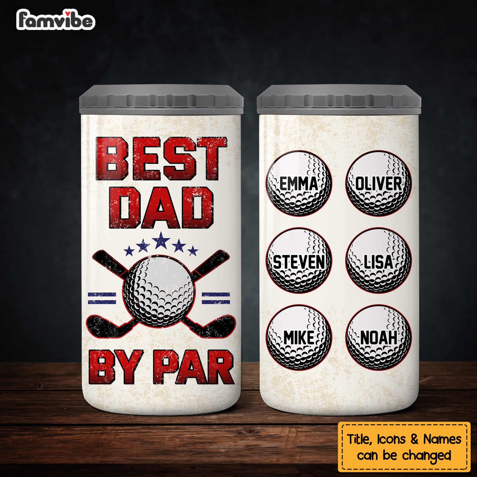 Personalized Gift For Dad Grandpa 4 in 1 Can Cooler 25691 Primary Mockup