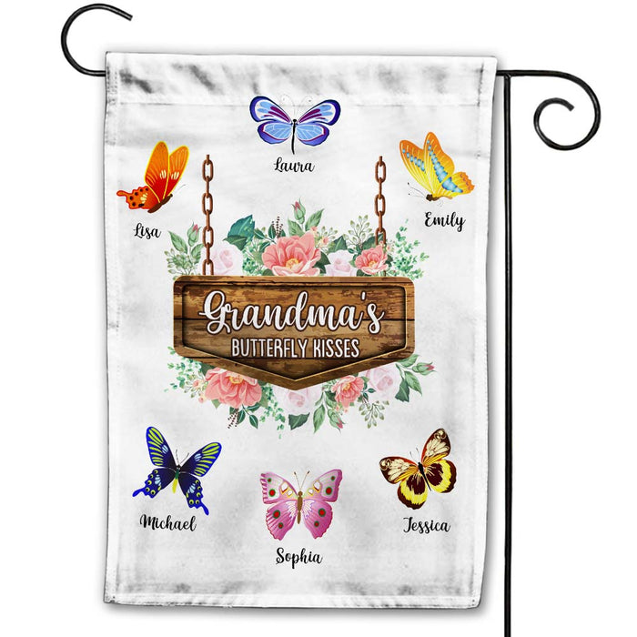 Personalized Grandma's Butterfly Kisses Flag 25695 1