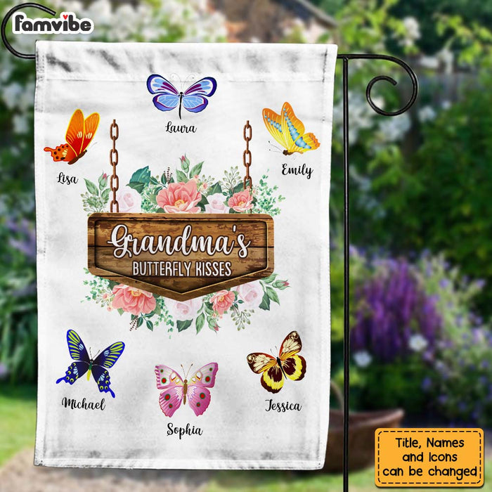 Personalized Grandma's Butterfly Kisses Flag 25695 1