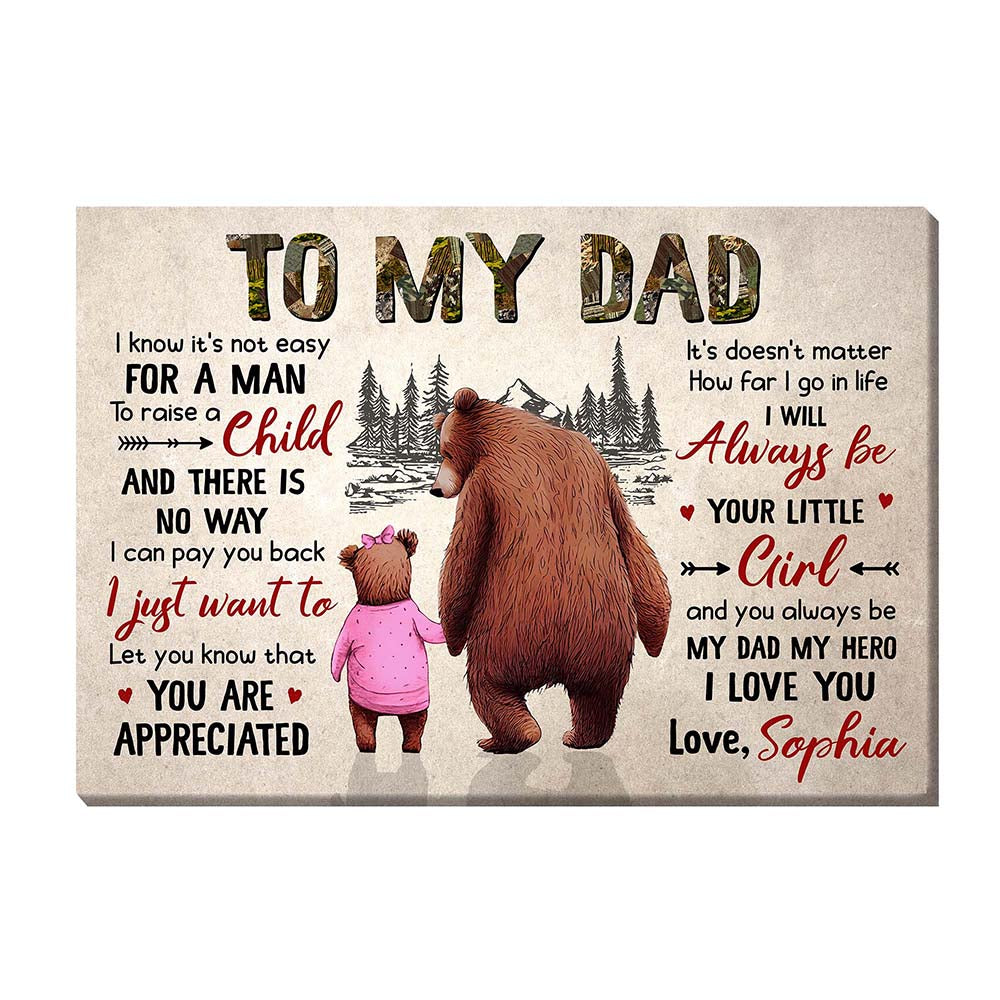 Personalized To My Dad I Know It's Not Easy For A Man Canvas 25739 Primary Mockup