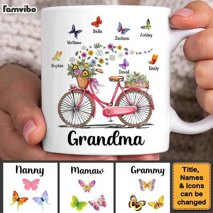 Personalized Gift for Grandma Bicycle With Flowers Mug 25743 1