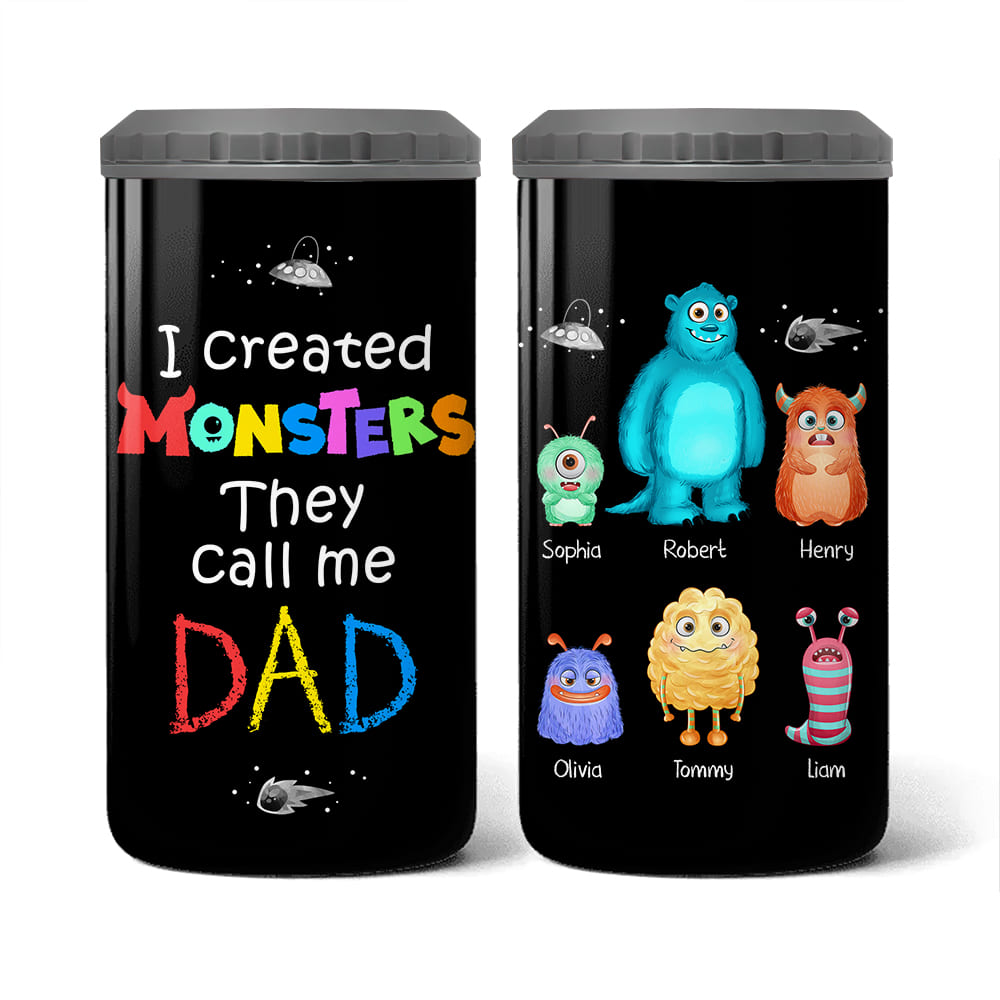 Personalized Dad I Created Monsters 4 in 1 Can Cooler 25745 Primary Mockup