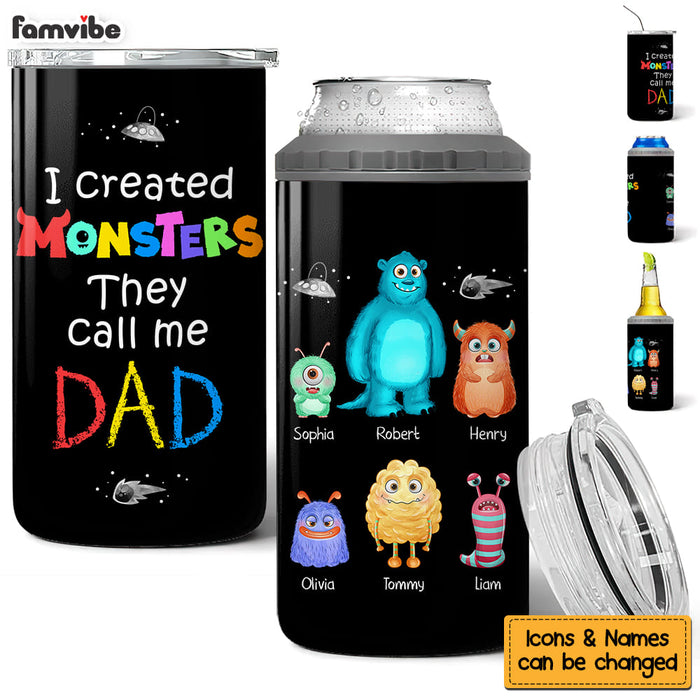 Personalized Dad I Created Monsters 4 in 1 Can Cooler 25745 1