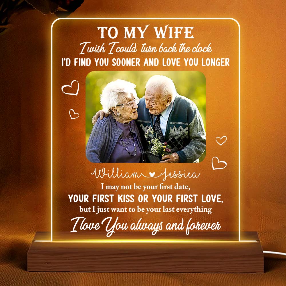 Personalized Gift for Couple I Wish I Could Turn Back The Clock Plaque LED Lamp Night Light 25749 Primary Mockup
