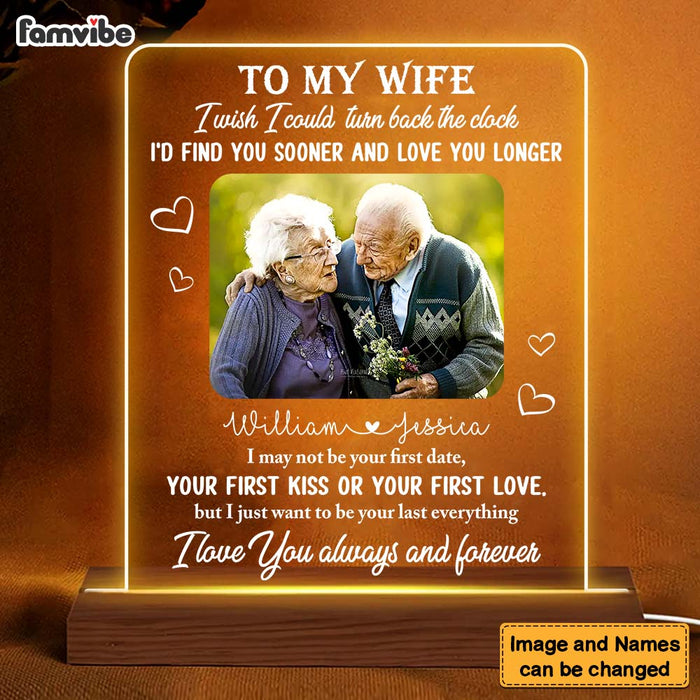 Personalized Gift for Couple I Wish I Could Turn Back The Clock Plaque LED Lamp Night Light 25749 1